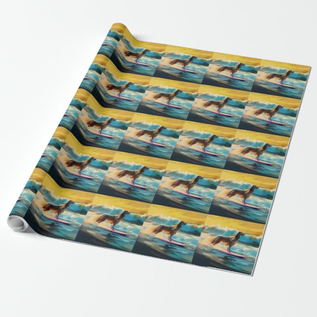 Papier Cadeau Afghan Hound Beach Surf Peinture (Déroulé)