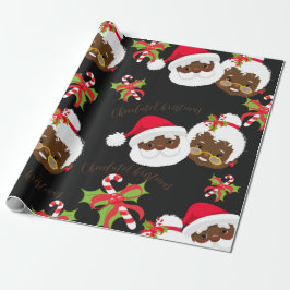 Papier Cadeau African American Père Noël & Mme Claus