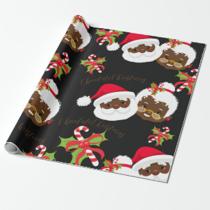 Papier Cadeau African American Père Noël & Mme Claus