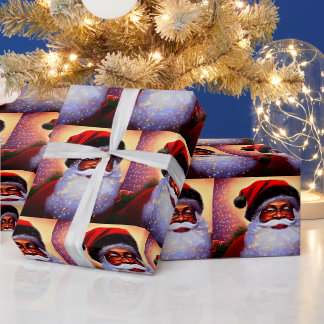 Papier Cadeau African American Santa Claus Christmas Black Man