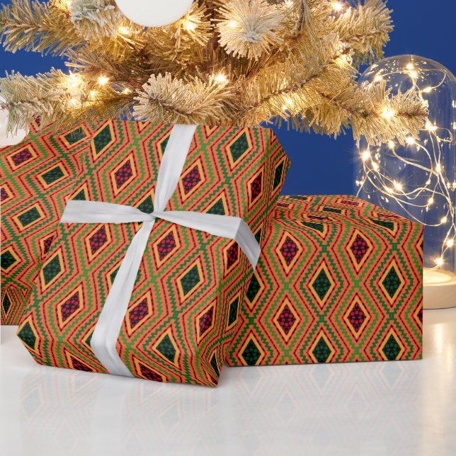 Papier Cadeau African Geometric Kente Design Wrapping Paper (Vacances)