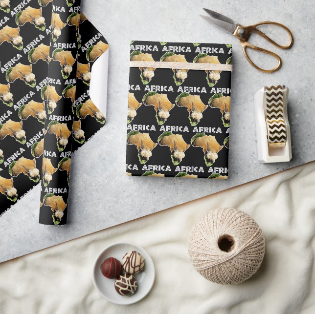 Papier Cadeau Afrique Faune Continent Blanc Texte Rhino Calf (Artisanat)