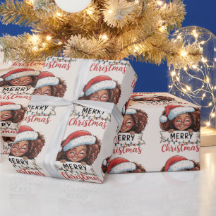 Papier Cadeau Afro-Américain Joyeux Noël Africain Noir 