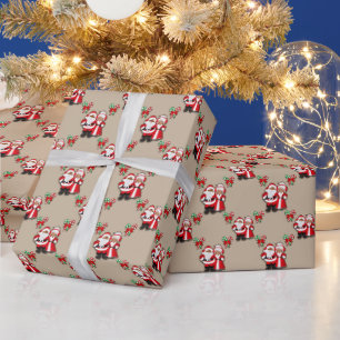 Papier Cadeau Afro-américain M et Mme Clause Enveloppement cadea