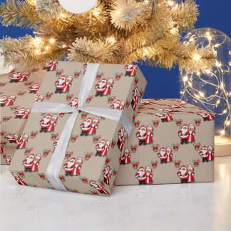 Papier Cadeau Afro-américain M et Mme Clause Enveloppement cadea