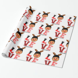 Papier Cadeau Afro Boy Christmas Cadeau de Noël, Reindeer au nez