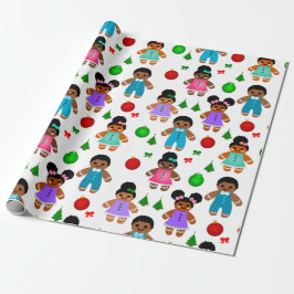 Papier Cadeau Afro Gingerbread Christmas Boy and Girl Kids