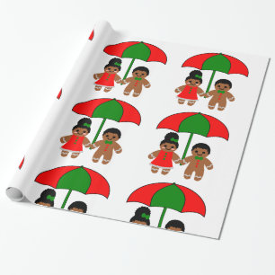 Papier Cadeau Afro Gingerbread homme Christmas Gift emballage pa