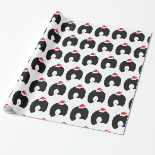 Papier Cadeau Afro Hairs Père Noël Lady