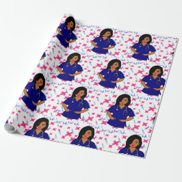 Papier Cadeau Afro Nurse Caregider LPN RN Black Wrapper Paper