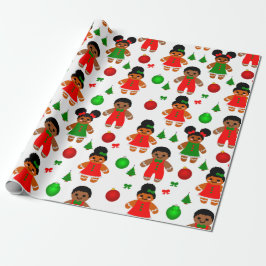 Papier Cadeau Afro pain d'épices Enfants Noël Cookie