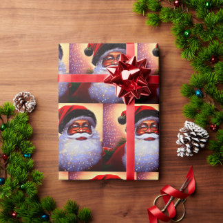 Papier Cadeau Afro Père Noël, Black Père Noël, Noël, Africain Am