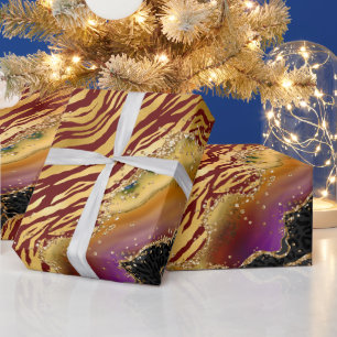 Papier Cadeau Agate de la jungle Motif rayé animal audacieux