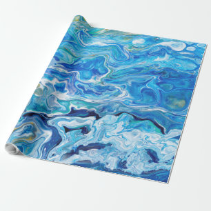 Papier Cadeau Agate folle élégante 6 de dentelle - bleu d'océan