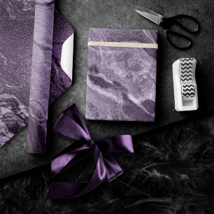 Papier Cadeau Agate violette cristallisée   Moody Marbled Stone