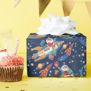 Papier Cadeau Âge de l'espace Père Noël Noël