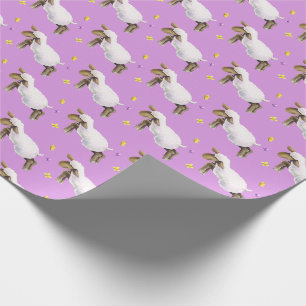 Papier Cadeau Agneau sauter whimsy aquarelle art violet motif
