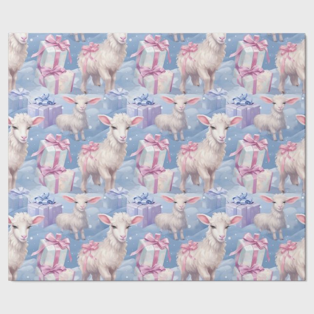Papier Cadeau Agneaux et cadeaux pastel doux (Couture)