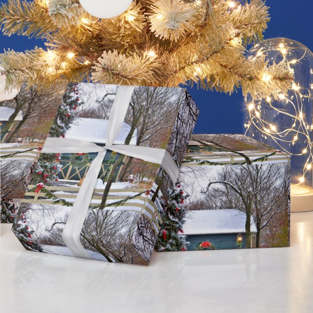 Papier Cadeau Agritourisme avec découpage de l'arbre de Noël (Vacances)