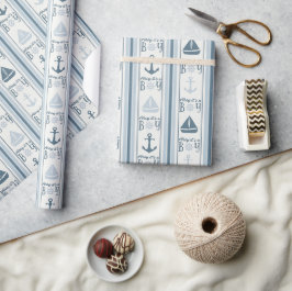 Papier Cadeau Ahoy C'est un garçon Baby shower nautique