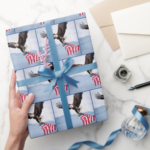 Papier Cadeau Aigle à tête blanche avec drapeau américain