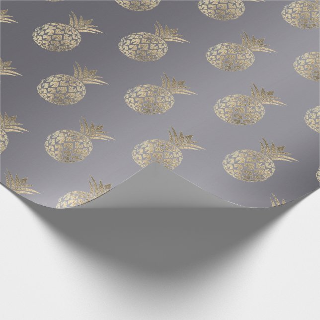 Papier Cadeau Aiguille Faux Or Tropique Gris d'été gris (Coin)
