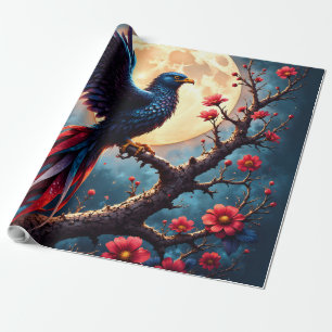 Papier Cadeau Aile cramoisie au clair de lune – Oiseau de fantas