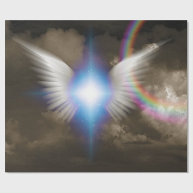 Papier Cadeau Ailes d'anges blancs (Plat)