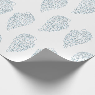 Papier Cadeau Ailes mignonnes d'ange blanc et bleu