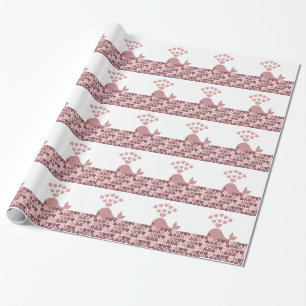 Papier Cadeau Aimer baleine rose