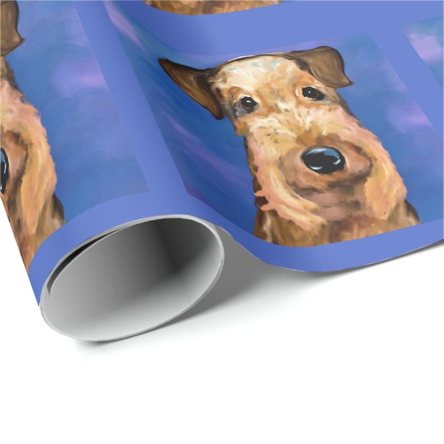 PAPIER CADEAU AIREDALE TERRIER (Coin rond)