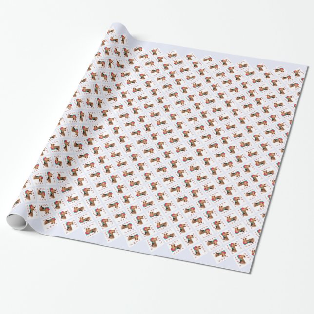 Papier Cadeau Airedale Terrier Père Noël Paws (Déroulé)