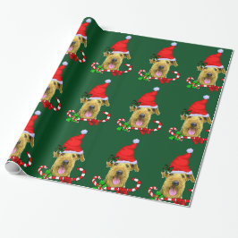 Papier Cadeau Airedale Terrier Santa Hat Noël