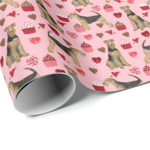 Papier Cadeau Airedale Valentines enveloppant du papier