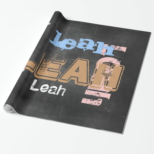 Papier Cadeau Ajouter nom chalkboard wordcloud cadeau wrap uniqu (Déroulé)