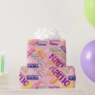 Papier Cadeau Ajouter un nom Joyeux papier d'enveloppement d'ann