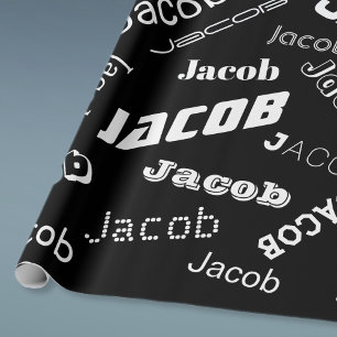 Papier Cadeau Ajouter un nom ou un mot Noir et blanc