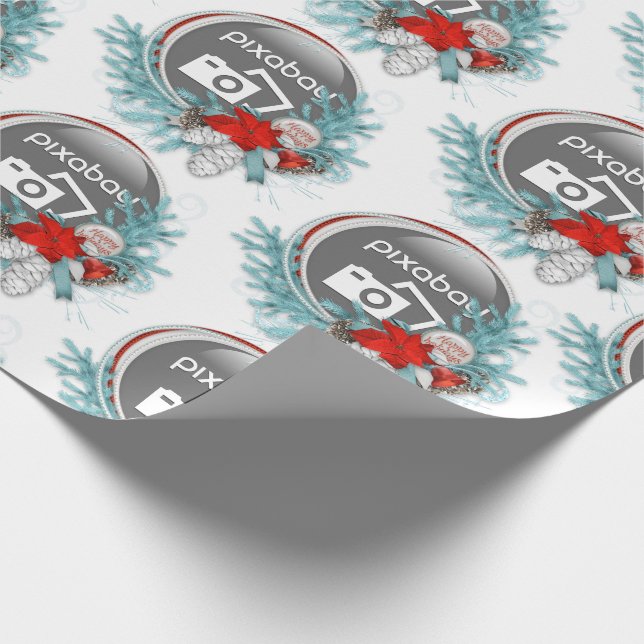 Papier Cadeau Ajouter Votre Entreprise Logo Festive Vacances Cad (Coin)