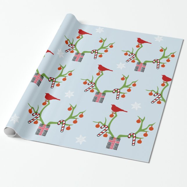 Papier Cadeau Ajouter Votre Image/Logo Reindeer Antlers Noël (Déroulé)