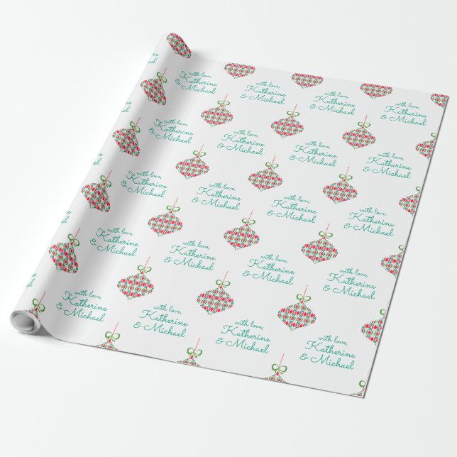 Papier Cadeau Ajouter votre nom et votre message | Joyeux orneme (Déroulé)
