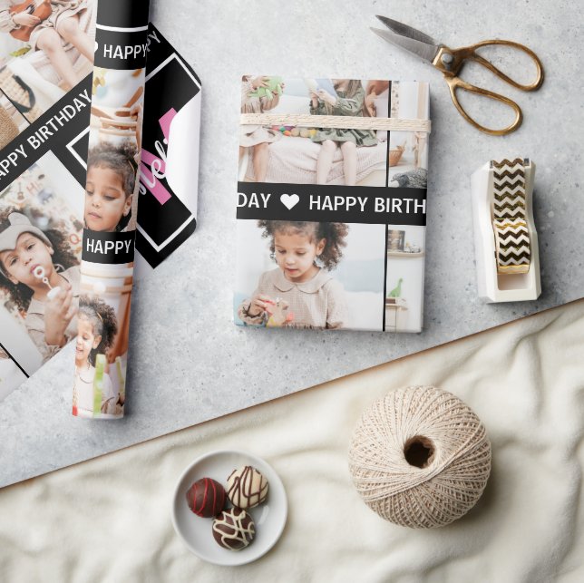 Papier Cadeau Ajouter Votre Propre Monogramme Photo Joyeux Anniv (Artisanat)