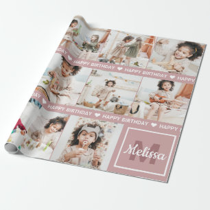 Papier Cadeau Ajouter Votre Propre Monogramme Photo Joyeux Anniv
