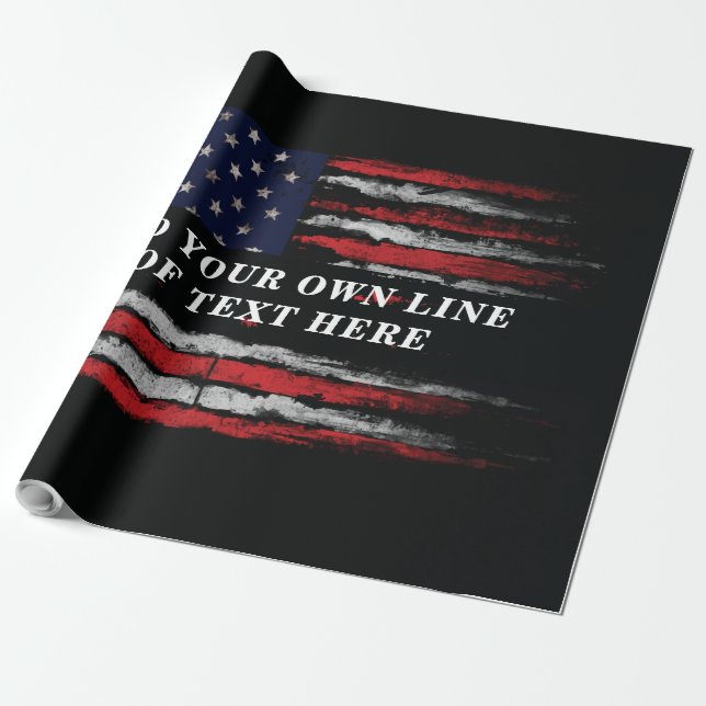 Papier Cadeau Ajouter votre propre texte sur grunge American fla (Déroulé)