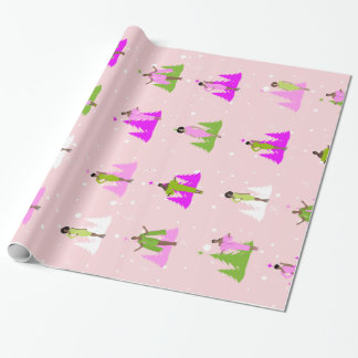 Papier Cadeau AKA femme rose et verte noire