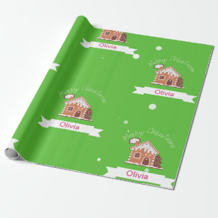 Papier Cadeau AKA Nom Personnalisé Joyeux Noël Maison en pain d'