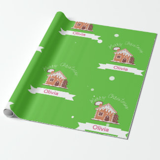 Papier Cadeau AKA Nom Personnalisé Joyeux Noël Maison en pain d'