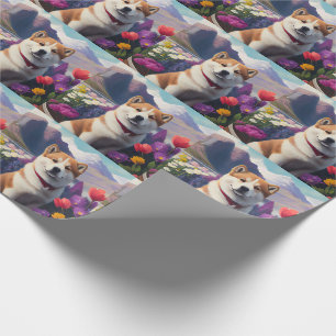 Papier Cadeau Akita Dog sur une pagaie : une aventure Pittoresqu
