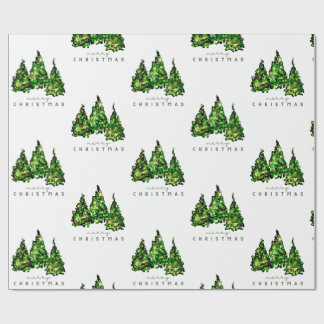 Papier Cadeau Alcohol Ink Design Christmas Tree Gift Wrap