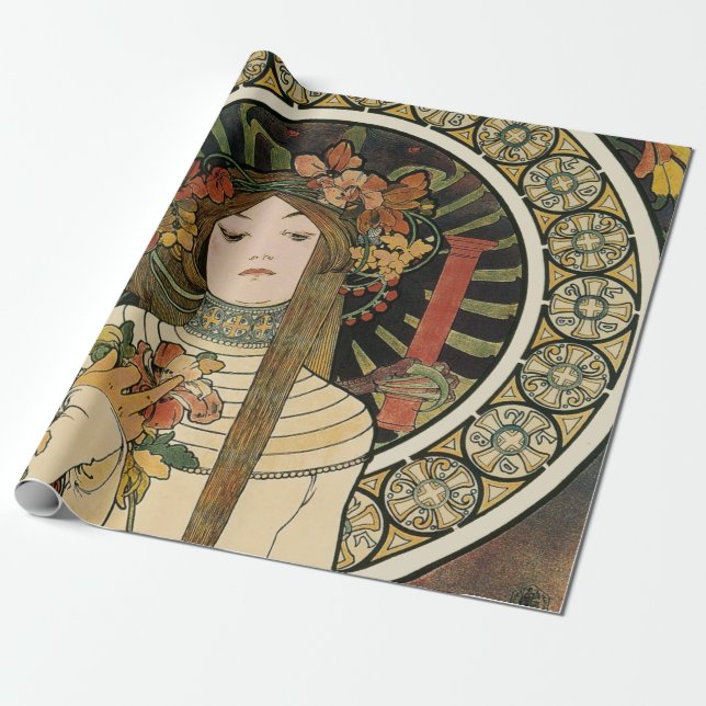 Papier Cadeau Alfonse Mucha Trappistine Nouveau (Déroulé)