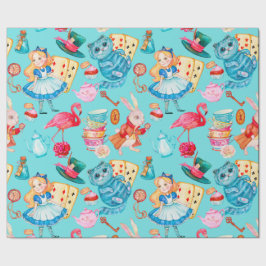 Papier Cadeau Alice au pays des merveilles Aquarelle